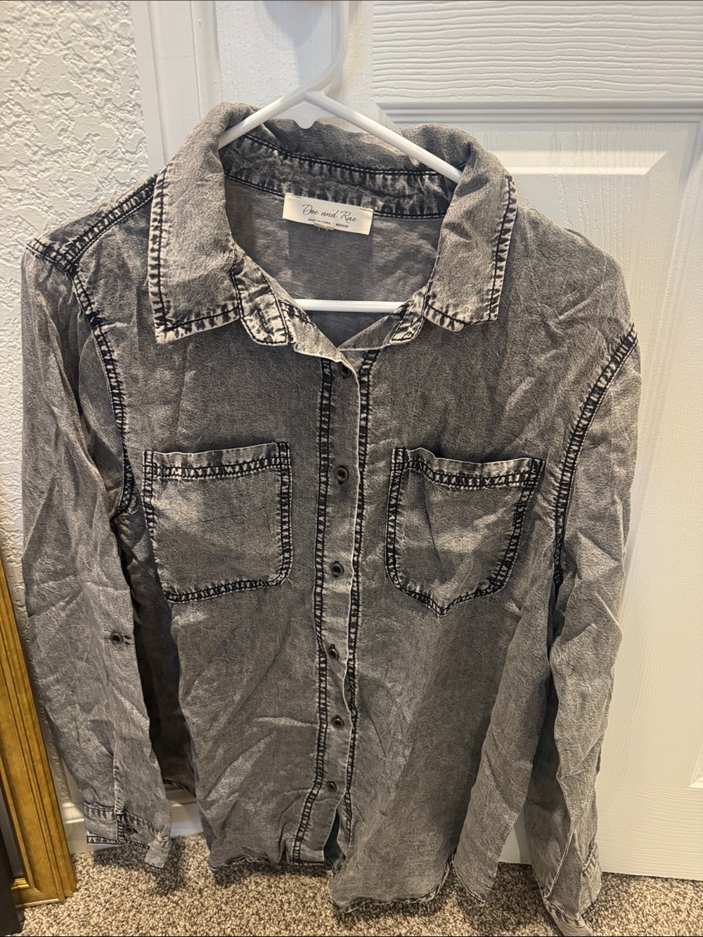 Doe & Rae Washed Black Button-Down Shirt